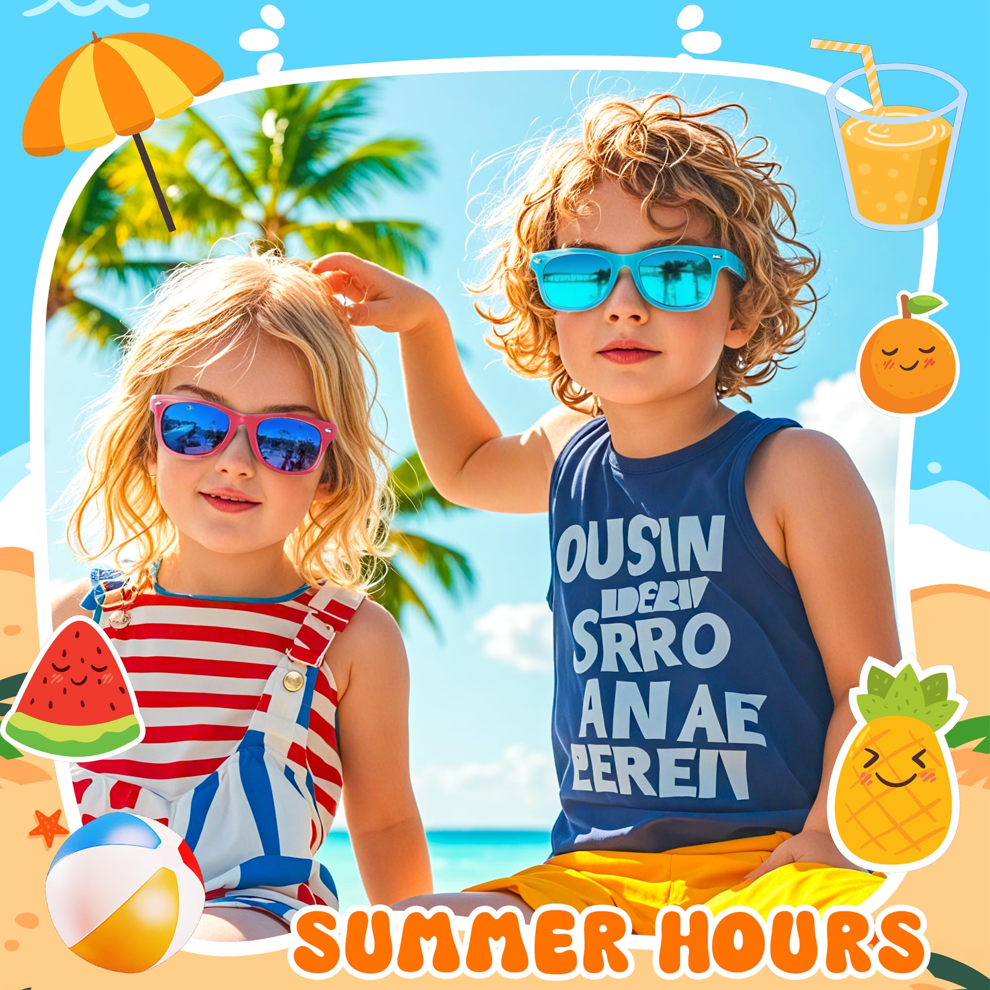 OLIKER Kids Sunglasses Bulk Party Favors,24 Pack Boys Girls Sunglasses for Kids Age 3-8 with UV 400 Protection,Birthday Party Supplies