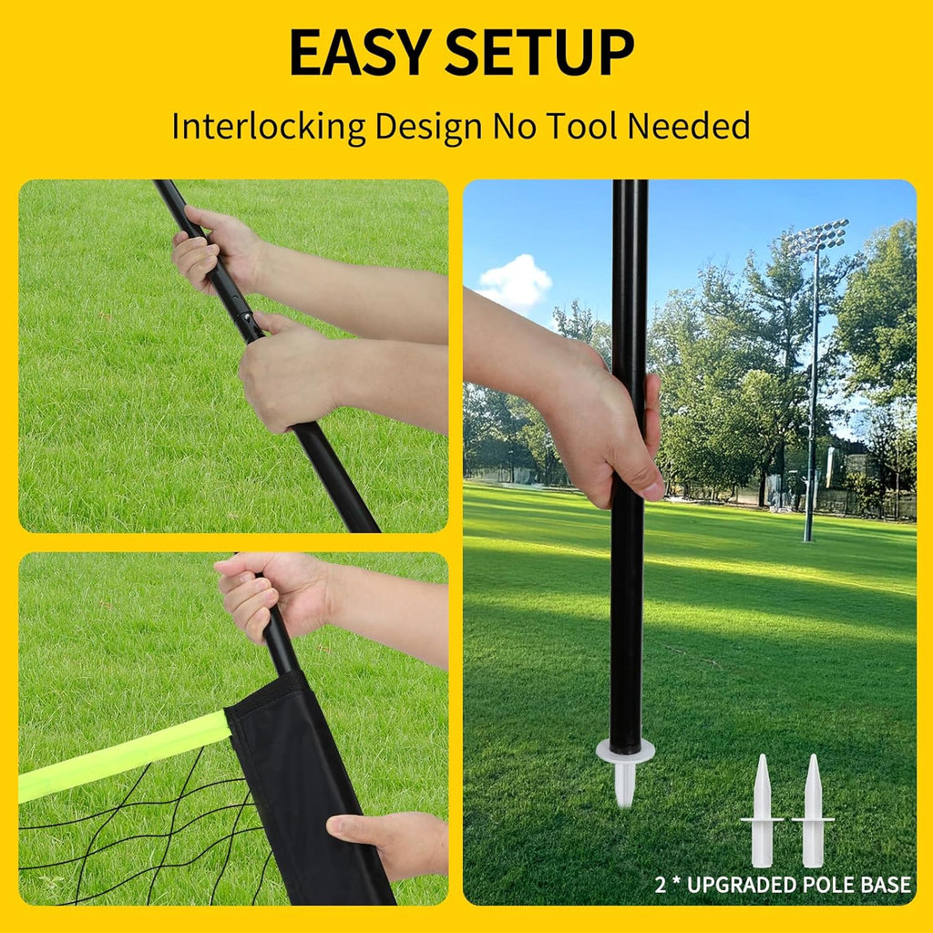 Regulation Size Volleyball Net Set by [Brand Name] - 32ft Portable Outdoor System with Adjustable Poles, PU Volleyball, Pump & Carry Bag