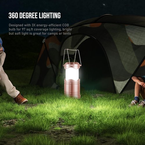 Lichamp LED Camping Lantern - 4 Pack Battery-Powered Flashlights for Emergencies | Portable & Collapsible