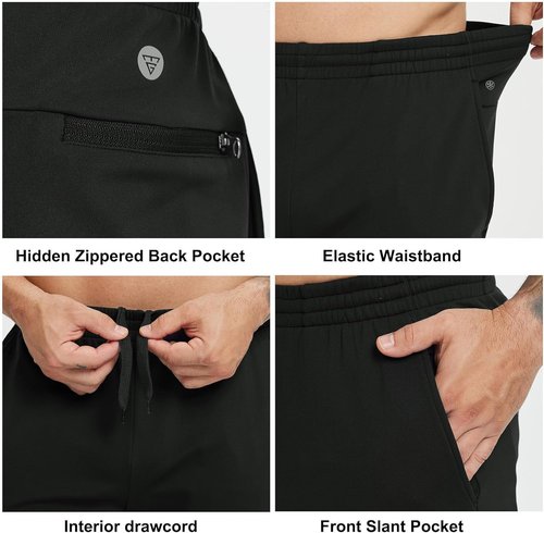 M MAELREG Men's Fleece Joggers - Warm, Water-Resistant Pants with Zipper Pockets for Golf & Gym