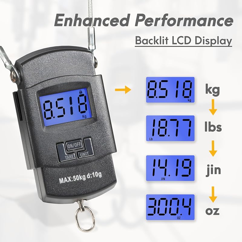 CyclingDeal Backlit LCD Digital Bike Scale – 110 lb Capacity with 2-Hook Precision