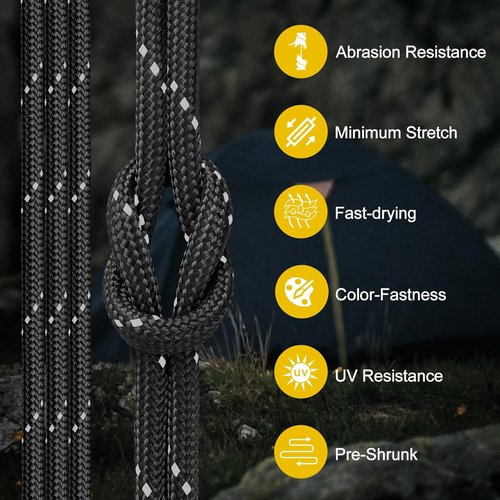 **Skiennix Reflective Paracord Rope - 850lb Strength, 4mm, 200ft Length for Camping & DIY Projects**