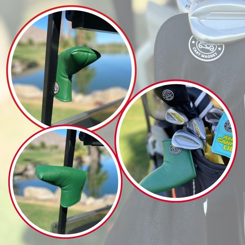 Classic Blade Putter Headcovers with Madson Golf Cart Magnet for Secure Positioning & Quick Access, Protective PU Leather Head Covers, Magnetic Golf Accessories, Golf Cart Accessories (Green - Blade)