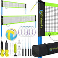 Portable Volleyball & Badminton Combo Net Set for Backyard Beach with 2 Nets (20ft and 32ft), Adjustable Poles, PU Volleyball, Aluminum Rackets and Carry Bag, Quick Setup & Durable