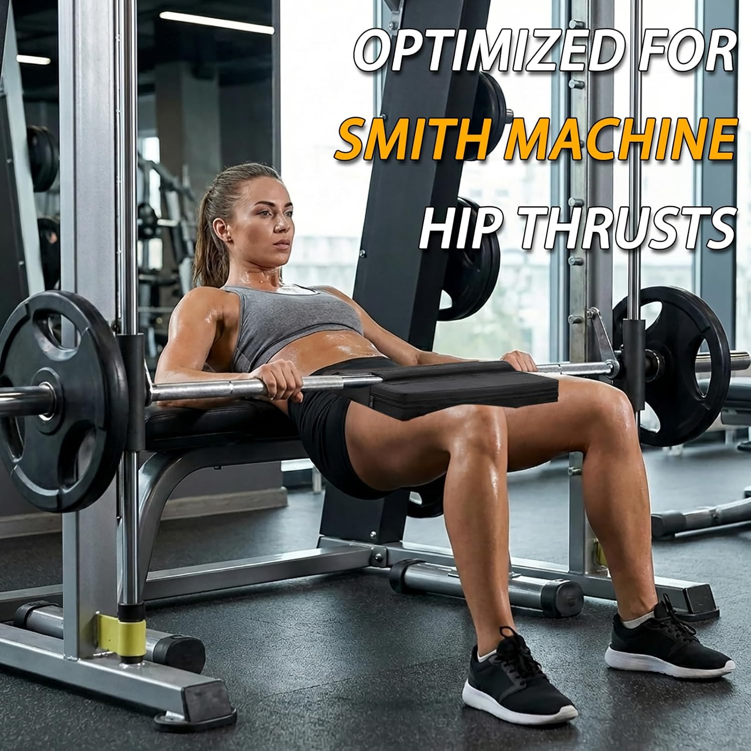 Skiennix Square Hip Thrust Pad - Extra Thick Firm Barbell Pad for Glute Bridges | Non-Slip Heavy Duty Support for Home Gym