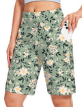 Blouty Women's 9" Bermuda Long Shorts Knee Length with Pockets High Waisted Shorts for Women Lounge Walking Athletic (Daisy, Large)
