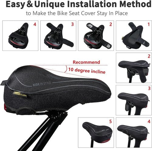 DAWAY Comfortable Bike Seat Cover - C3 Soft Gel & Memory Foam Cushion for Peloton, Stationary & Mountain Bikes