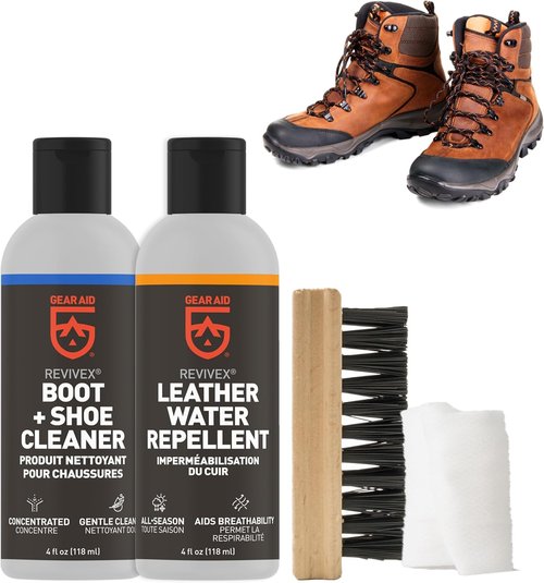 Gear AID Revivex Leather Shoe & Boot Cleaner Kit - Restore Sneakers, Work & Hiking Boots, Includes Soap