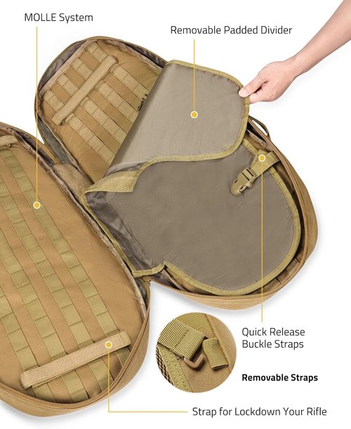 CVLIFE 30'' Soft Rifle Case - Padded Sling Backpack with Lockable Zippers & Molle System for Hunting