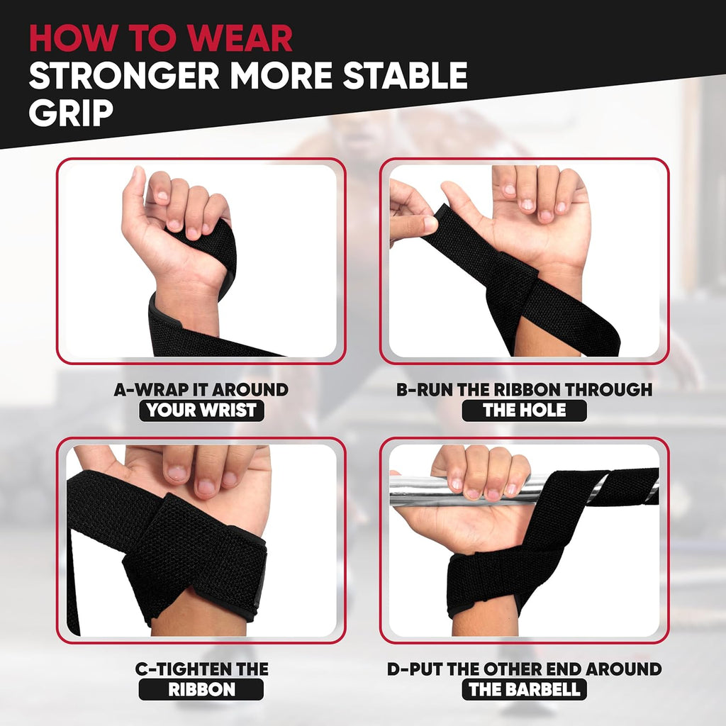 Skiennix Lifting Straps - Neoprene-Padded Cotton Weightlifting Straps for Men & Women | Ideal for Bodybuilding & Powerlifting