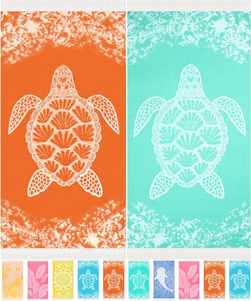 Antfuny Quick-Dry Turkish Beach Towels - Extra Large, Lightweight & Absorbent | Sand-Free, Orange & Teal