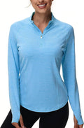 Isnowood Women's Rash Guard - 1/4 Zip Long Sleeve Shirt with UPF 50+ Sun Protection | Quick Dry Athletic Top