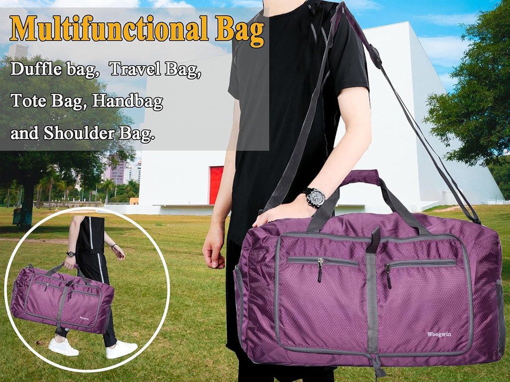 Woogwin Travel Duffel Bag - Large Waterproof Foldable Overnight Bag for Gym & Beach Activities