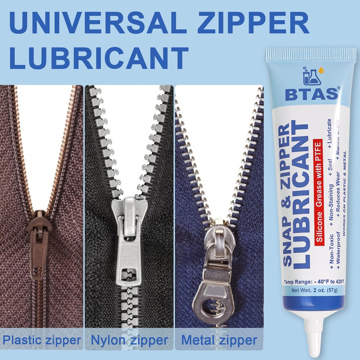 Zipper Ease | Silicone Grease Lubricant for Plastic & Metal Zippers - 2 Oz Marine Grade