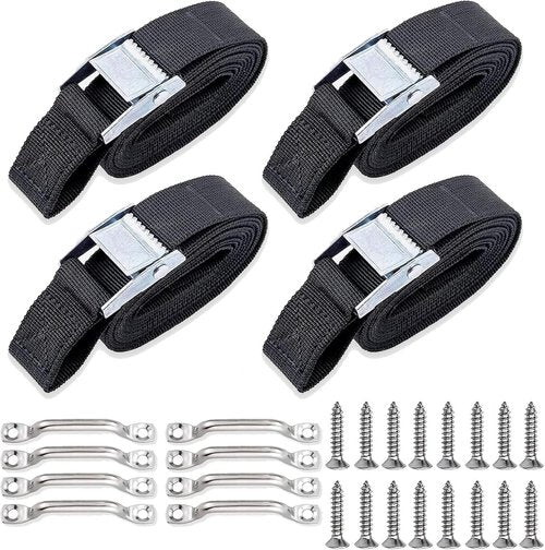 **Battery Tie Down Strap by [Brand Name] - Heavy Duty Hold-Down with Stainless Steel Cam Buckle & Deck Loop Mounts**