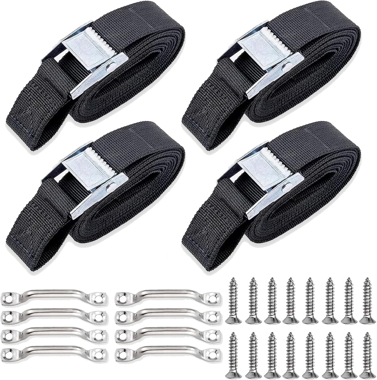 **Battery Tie Down Strap by [Brand Name] - Heavy Duty Hold-Down with Stainless Steel Cam Buckle & Deck Loop Mounts**