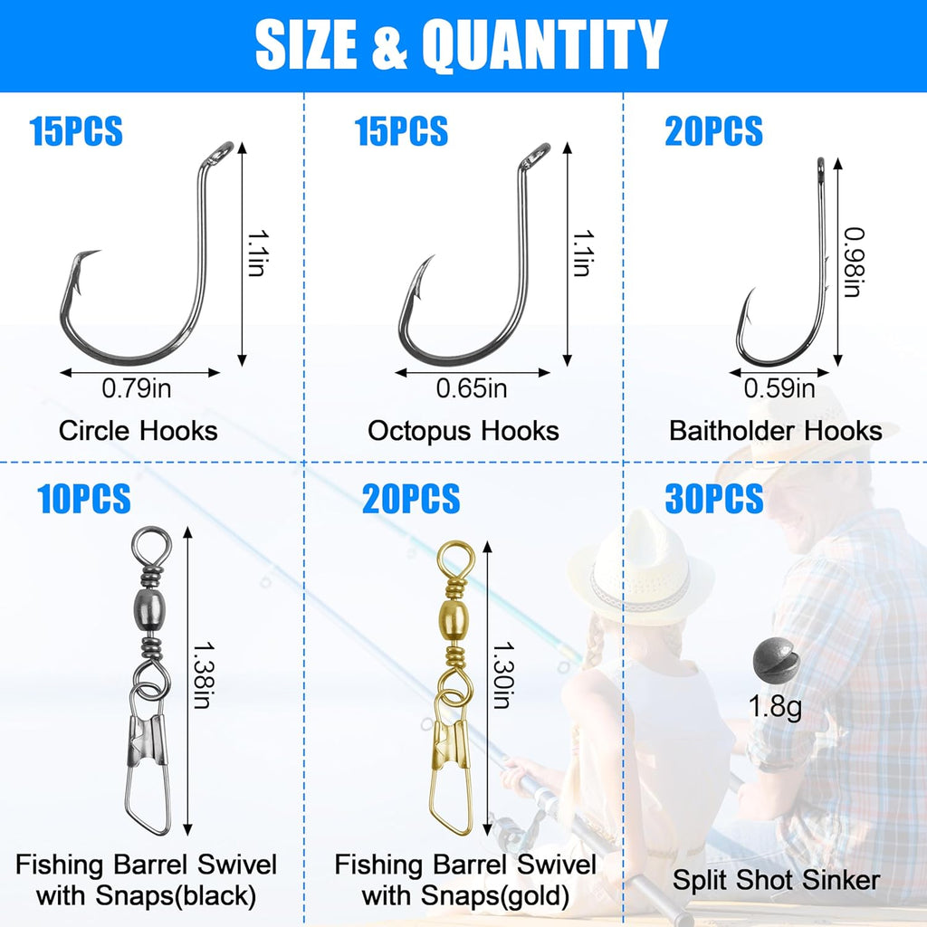 Regine Switzerland Fishing Hooks & Sinkers Assortment - 110 Pcs Terminal Tackle Kit
