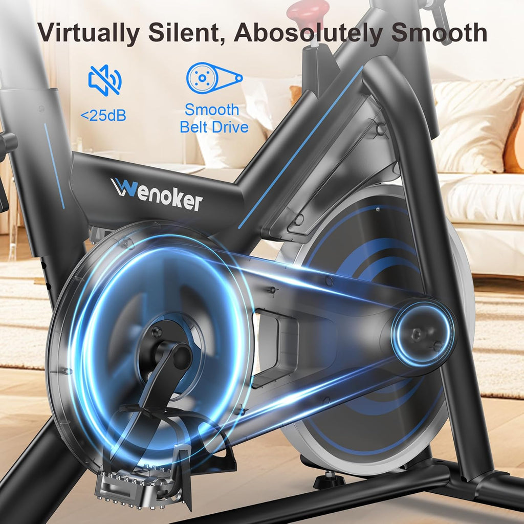 Skiennix Exercise Bike - 350LB Magnetic Resistance Indoor Cycling with App Sync & Adjustable Seat