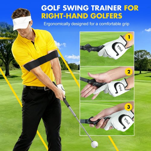 IOOBLBEI Retractable Golf Swing Trainer, Golf Training Aid & Golf Grip Trainer for Right-Handed Golfer, Strength & Tempo Stick Training, Telescopic Club for Beginners Chipping Hitting Practice