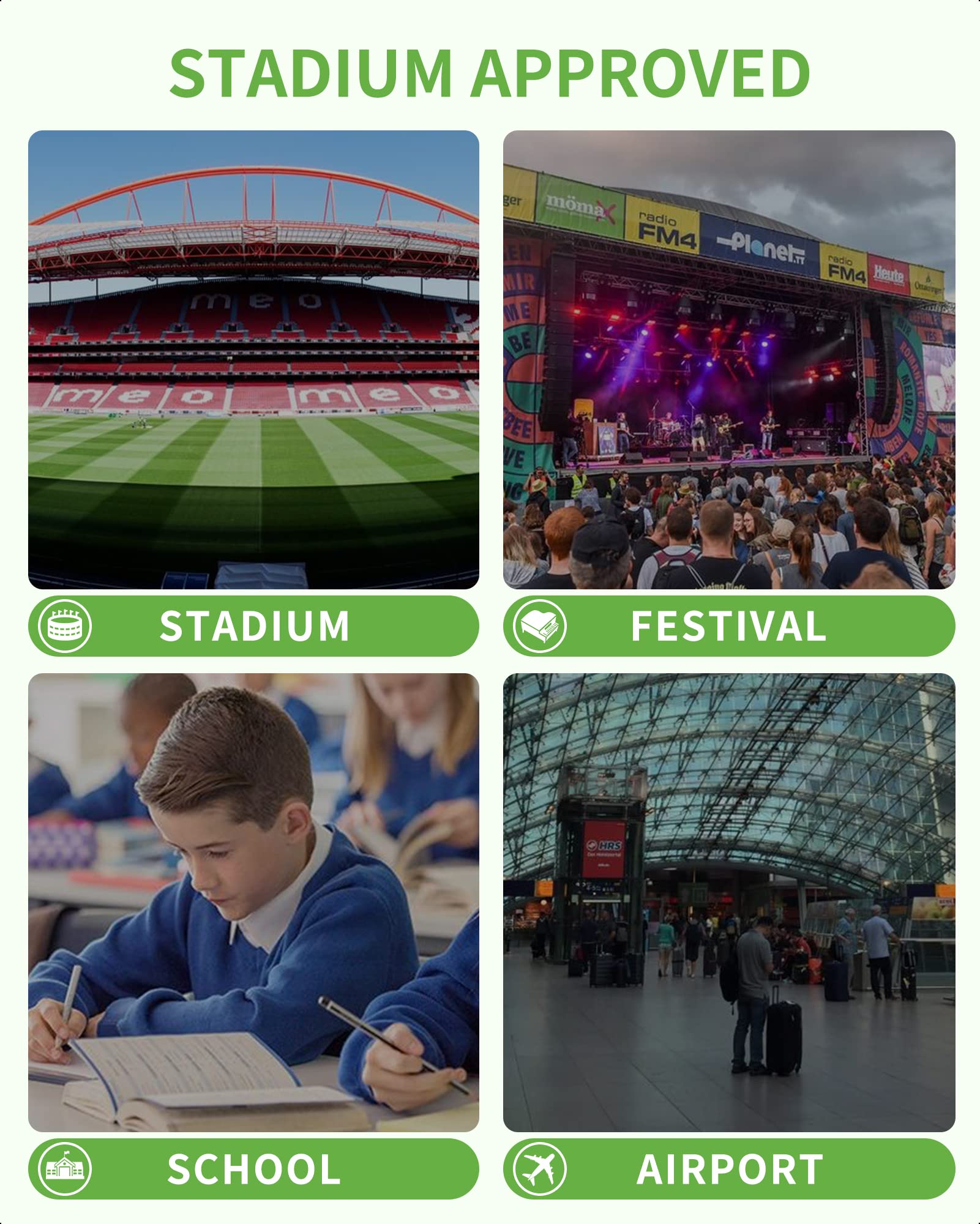 MAY TREE Clear Backpack Stadium Approved for Women and Men, Clear Bag for Stadium Events, Transparent bag for Concert Sporting Festival, Black
