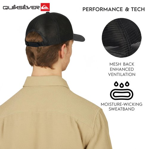 Quiksilver Men's Premium Cotton Adjustable Snap Back Logo Baseball Cap, Charcoal, One Size