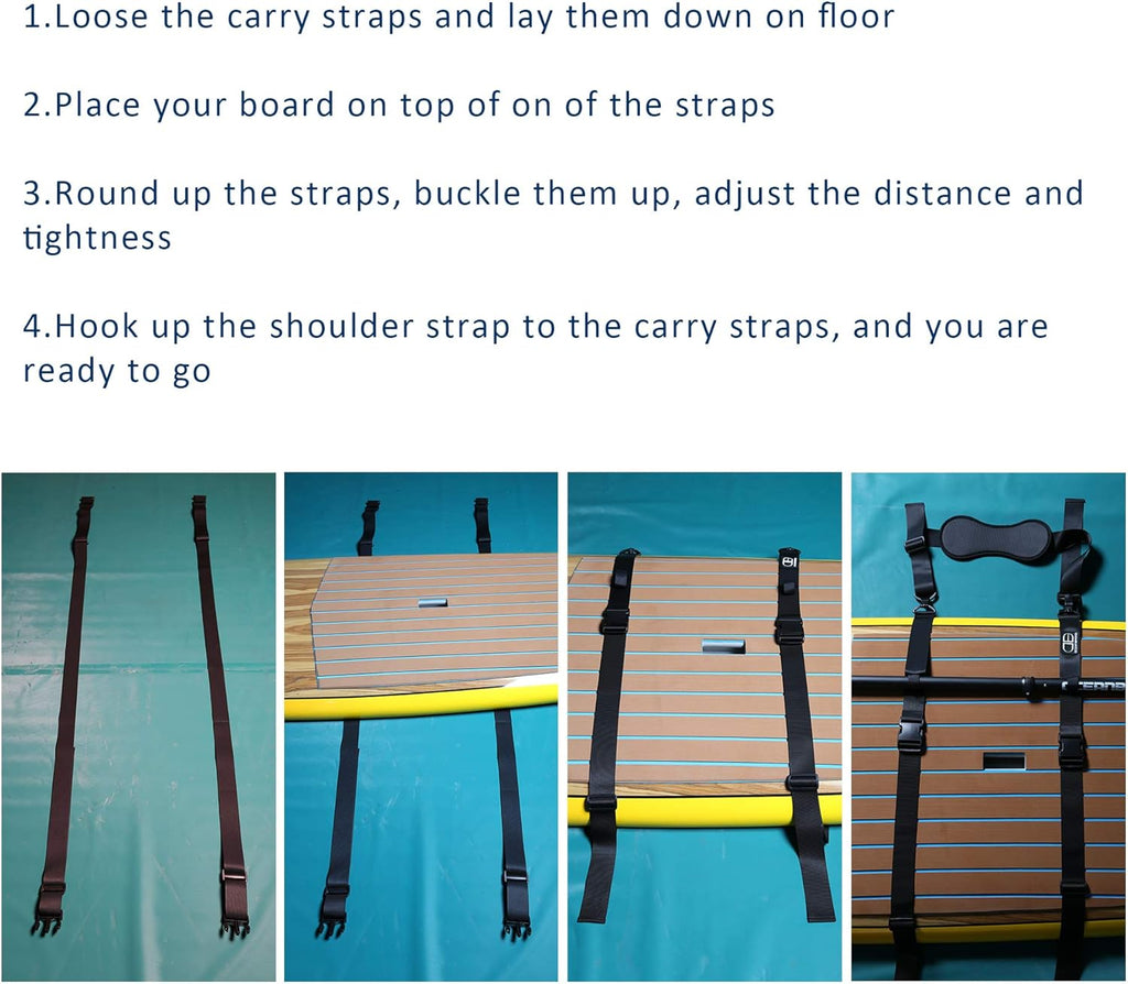 OCEANBROAD SUP Kayak Carry Strap - Adjustable Shoulder Strap with Clips for Paddle Boards & Canoes