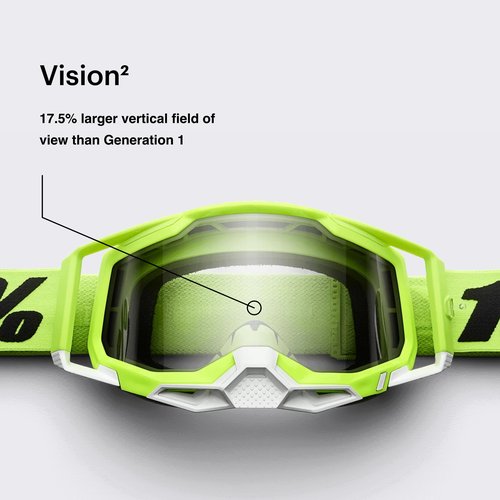100% STRATA 2 Goggles - Sports Goggles for Motocross & Mountain Biking - Eyewear for Bike Riders - Motocross Eyewear for Men - Blue, Clear Lens