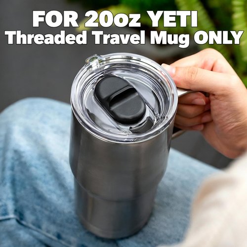 Soledea 2 Pack 20 oz Stronghold Lid Compatible with Yeti Rambler Travel Mug, Spill Proof Screw Top Lid for YETI Threaded Travel Mug ONLY