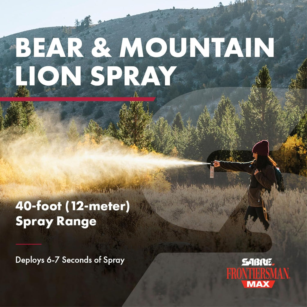 SABRE Frontiersman MAX Bear Spray - Maximum Strength, 40 ft Range, EPA-Registered, 7.9 oz | Outdoor Hiking & Camping Safety
