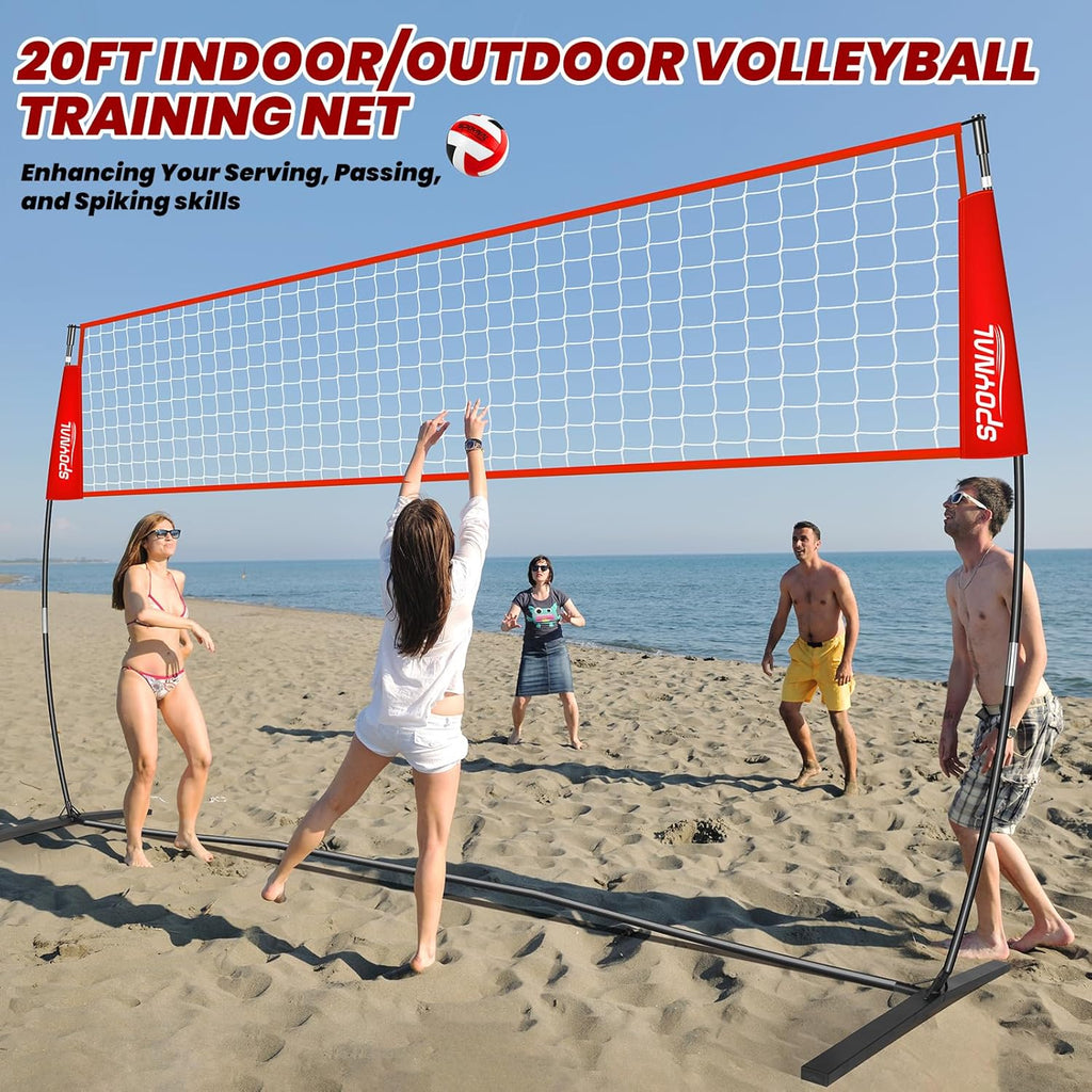 Skiennix Portable Volleyball Net - Adjustable Height Freestanding Set for Indoor/Outdoor Use - 12FT/20FT with Carry Bag