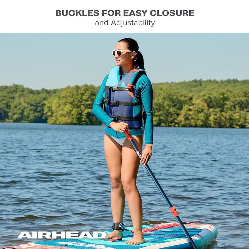 Airhead Adult Universal Life Vest - USCG Approved Boating Vest with 4 Buckles & Leg Strap