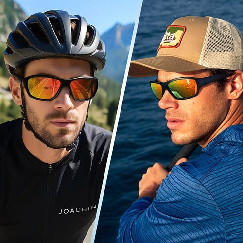 Dollger Polarized Sports Sunglasses for Men Women - Ultra Lightweight Wrap-Around, UV400 for Running, Cycling, Driving, Fishing（Red）
