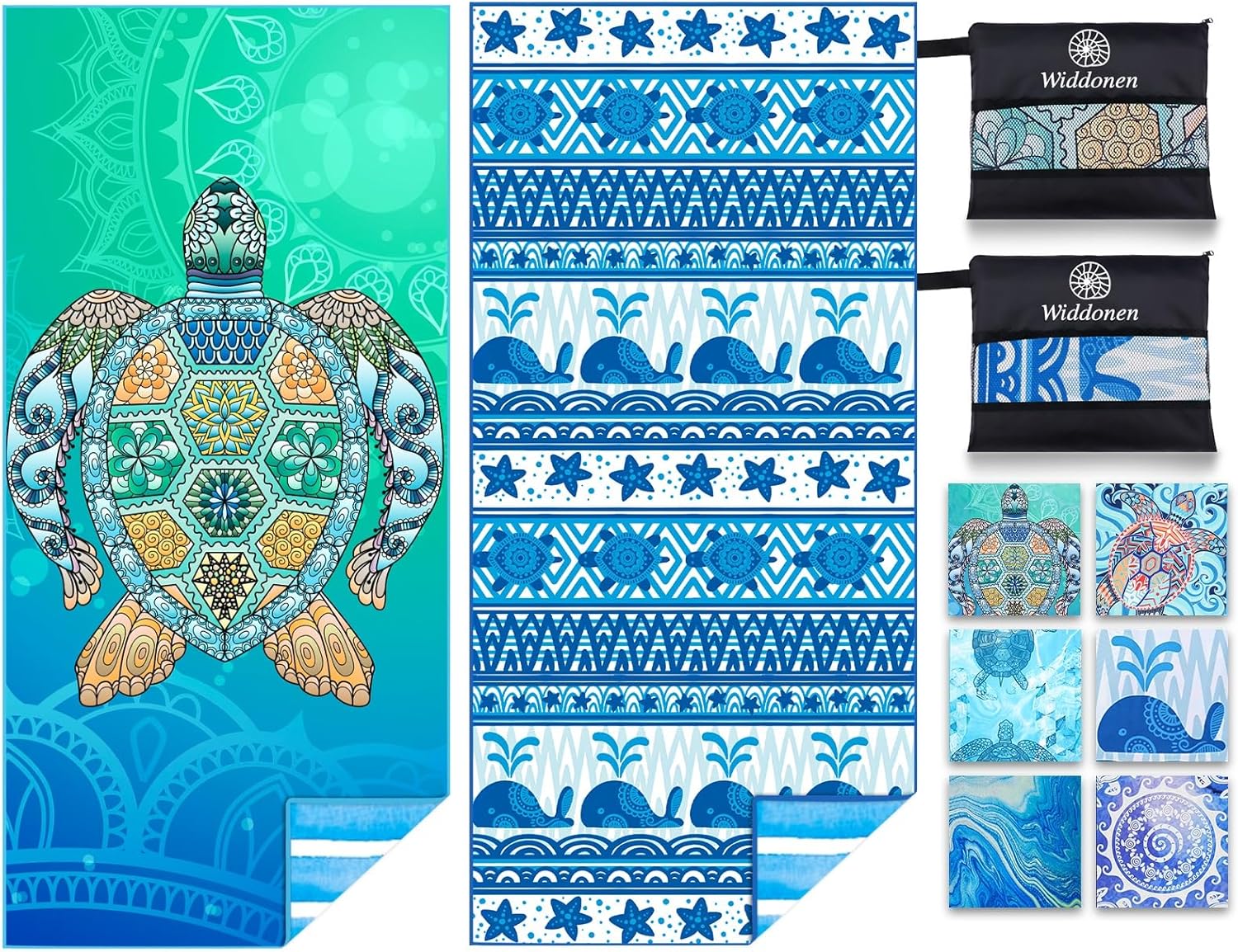 Skiennix Microfiber Beach Towels - Lightweight, Sand-Free, Quick-Dry | Large Compact Travel Essentials