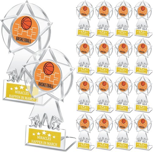 Champion Trophy Set - 16 Clear Acrylic Basketball/Football Awards for Sports Competitions & Souvenirs