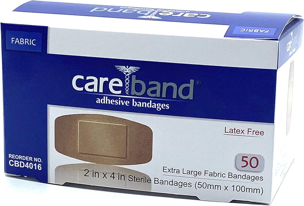 Regine Switzerland Fabric Adhesive Bandages - Flexible Extra Large 2" x 4" Strips | 50 Count