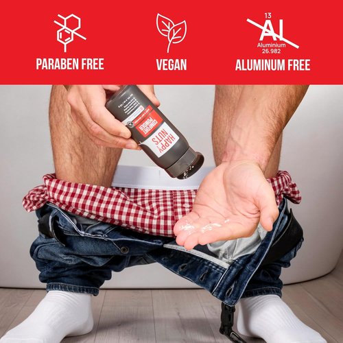 HAPPY NUTS Comfort Powder Deodorant for Men - Aluminum-Free, Anti-Chafing & Odor Control, 6 oz
