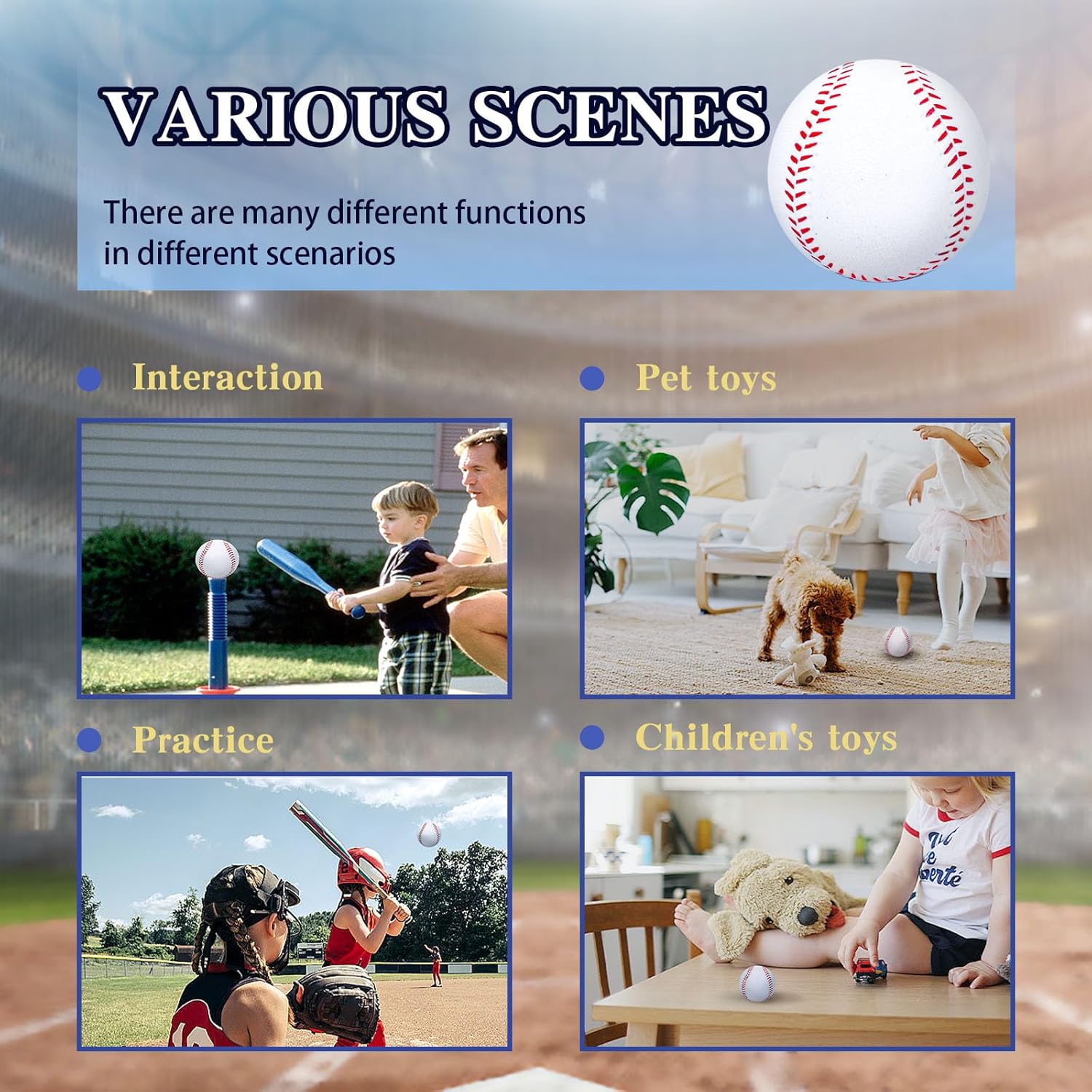 Skiennix 9-Inch Foam Baseballs - 4 Pack Soft Training Balls for Indoor/Outdoor Practice