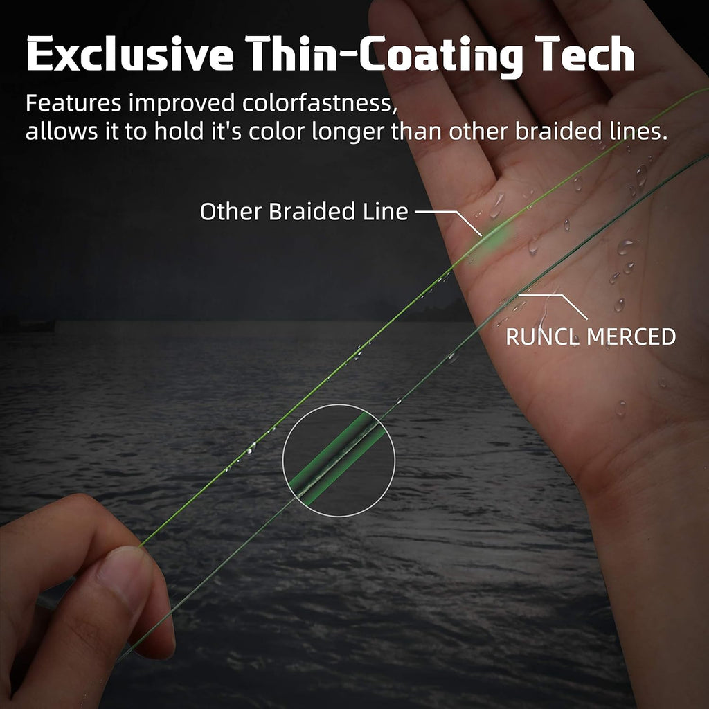 RUNCL Braided Fishing Line - 4-8 Strands, 1000/500/300 Yards, 6-200LB | Stronger, Smoother for Freshwater & Saltwater