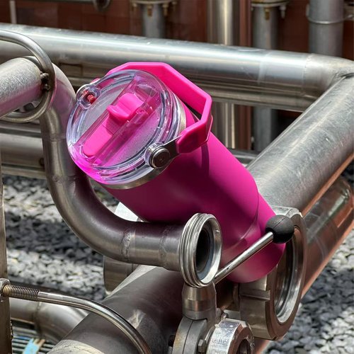 2 PCS Handle Flip Straw Lid Replacement for Stanley 30 oz Tumbler,100% Leak-proof Lid,Spill Proof and Splash Resistant Tumbler Cover,with Detachable Suction Nozzle(Black and Pink)