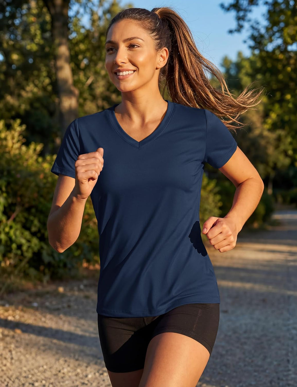 TACVASEN Women's V-Neck Athletic Tee - UPF 50+ Sun Protection, Quick Dry, Short Sleeve Workout Top