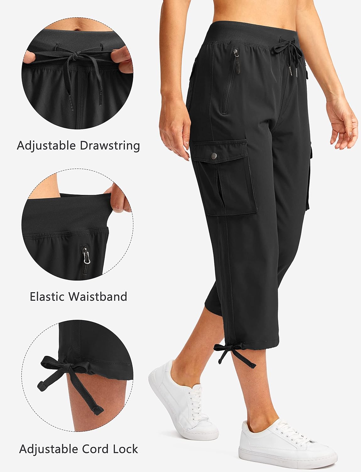 Soothfeel Women's Cargo Capris - Lightweight Quick-Dry Hiking Pants with 6 Pockets | Summer Casual Wear