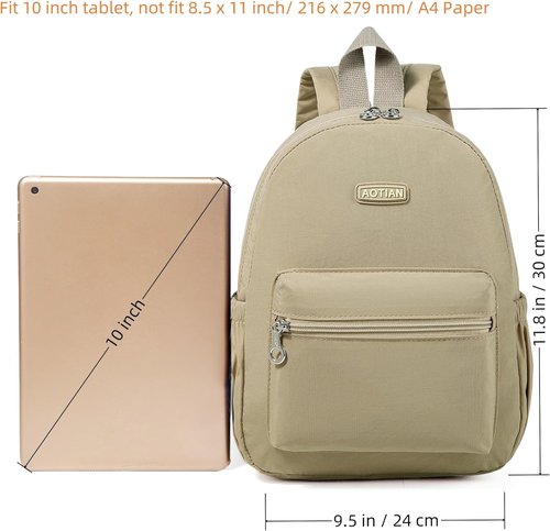 AOTIAN Mini Lightweight 11.8-Inch Backpack - Durable Khaki Travel Daypack for Women & Girls | 7 Liters