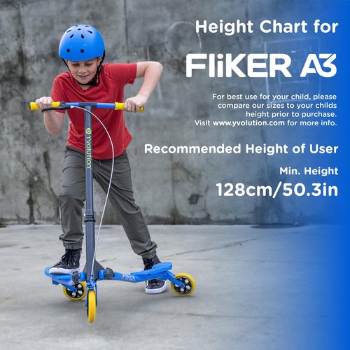 Yvolution Y Fliker Air A3 Kids Drifting Scooter | Swing Scooter for Boys and Girls Age 7+ Years (Blue 2024)