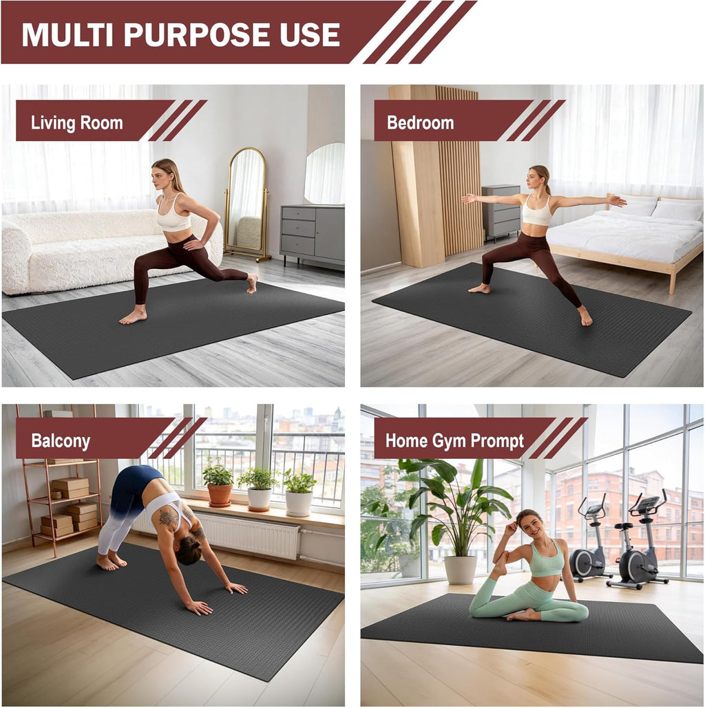 Stepwaver Extra Large Exercise Mat - Non-Slip, Ultra Durable Workout Mat for Home Gym | 6'x4', 7'x5', 8'x5'