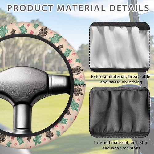 Mintulipy 13-14 Inch Golf Cart Steering Wheel Covers for Club Car,Colorful Turtle Anti-Slip Golf Cart Steering Wheel Covers,Golf Cart Accessories