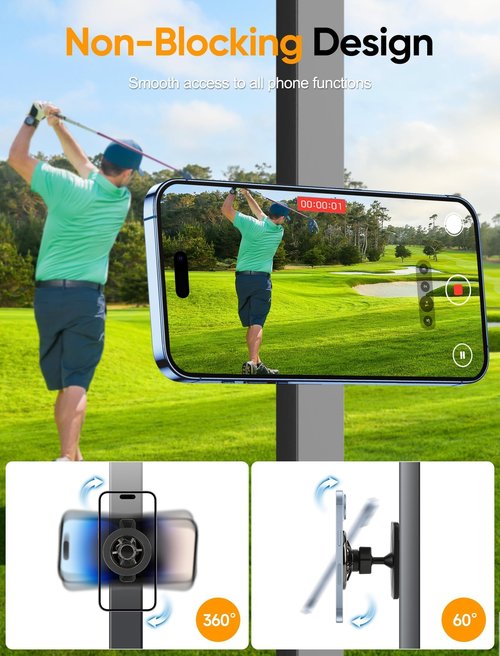 Stocking Stuffers Gifts for Men Dad Him, Alloy Magnetic Golf Cart Phone Holder, 360° Rotation Golf Accessories for Mens Gifts, Mens Stocking Stuffers 2025, White Elephant Gifts for Grandpa Husband