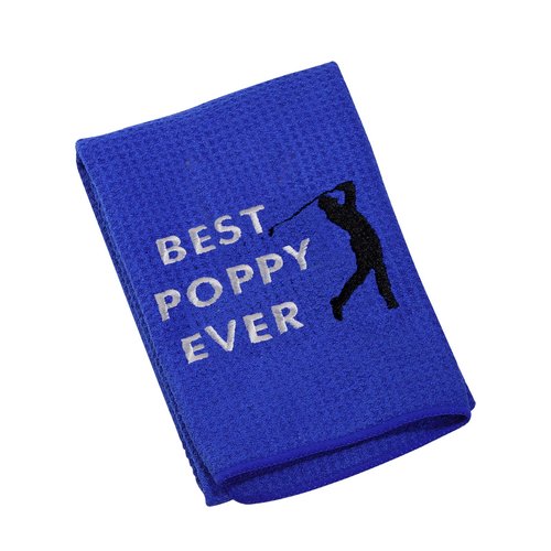 LEVLO Dad Golf Towel Embroidered Golf Towel Gift Golf Father Gift Best Papa/Pops/Grampy/Papaw/Dad/Poppy Ever Golf Towel with Clip (Poppy)