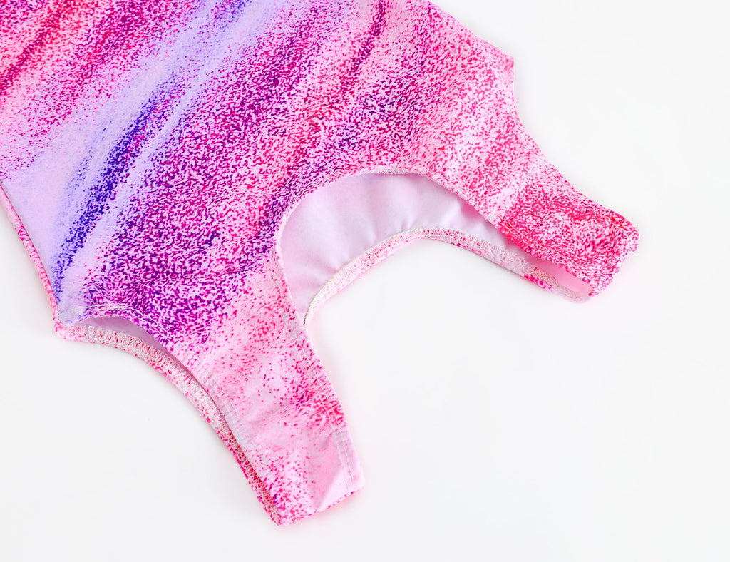 TENVDA Gymnastics Leotards for Girls Tumbling Outfit Size 7-8 Years Old Pink Stripes Sleeveless Athletic Bodysuits Sets