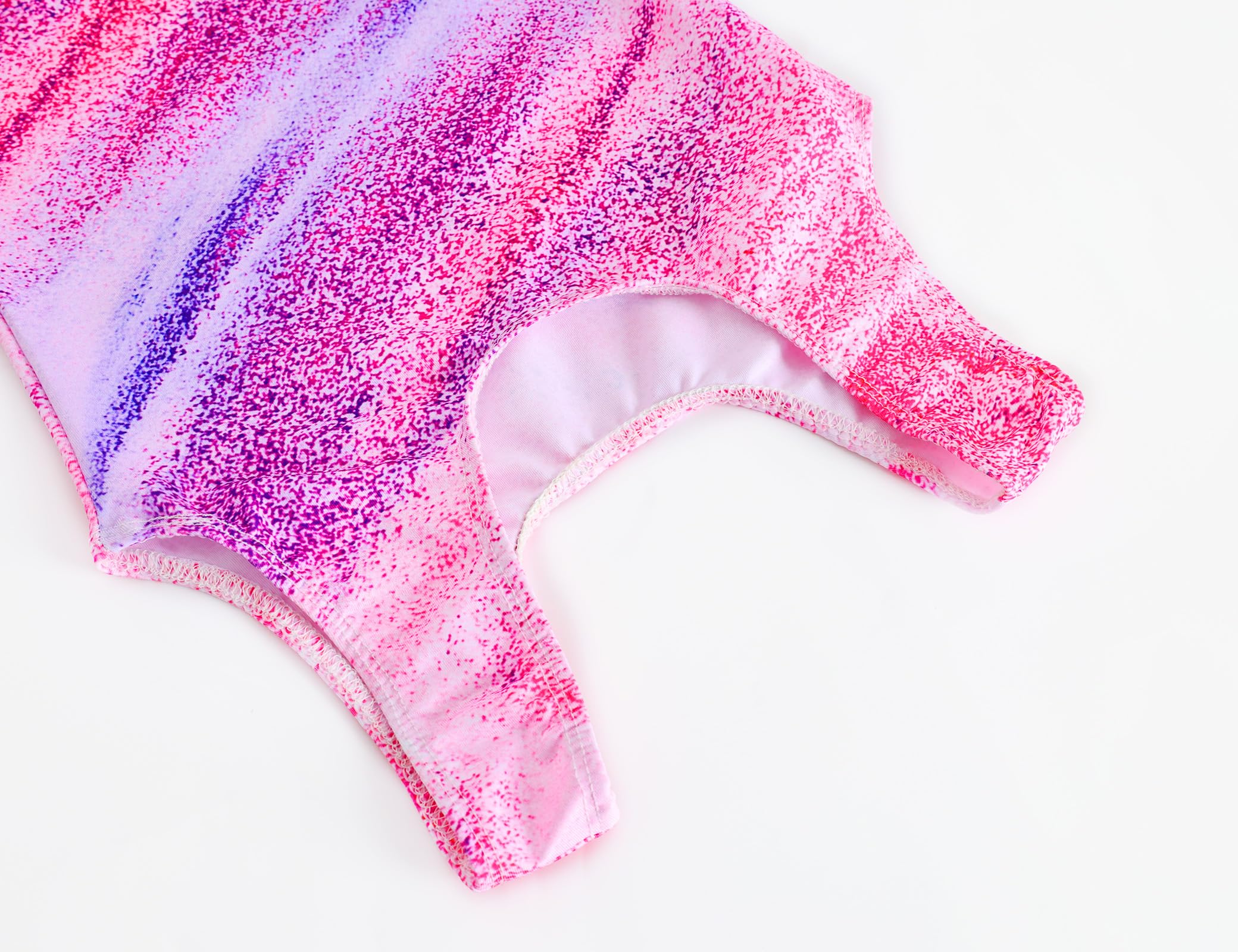 TENVDA Gymnastics Leotards for Girls Tumbling Outfit Size 7-8 Years Old Pink Stripes Sleeveless Athletic Bodysuits Sets