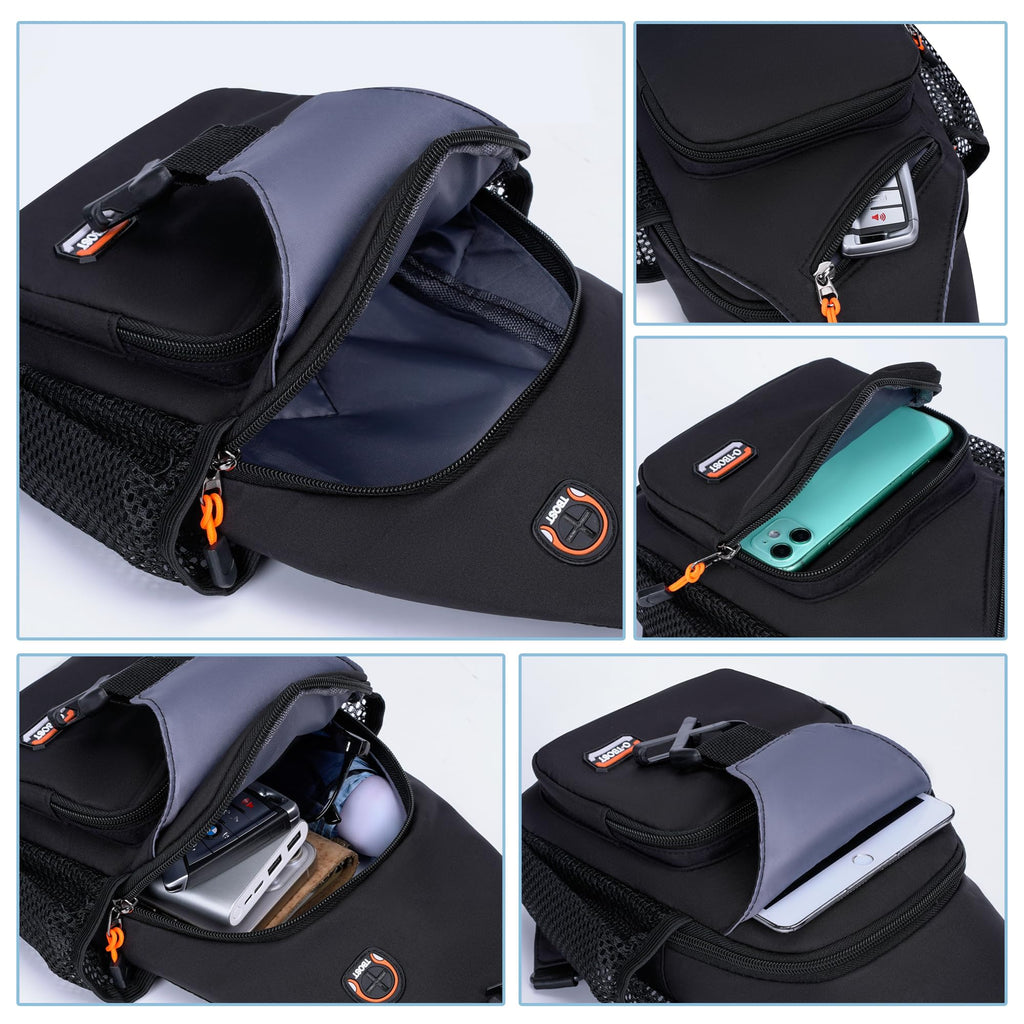 O-TBOST Travel Small Sling Bag Crossbody Bags for Women Men Casual Backpack Cross Body Pack Daypack for Hiking and Biking (black)